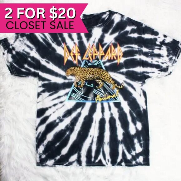 NWOT Def Leppard Animal Tie Dye Unisex Licensed Band T Shirt‎ Merch Tee Large - Picture 1 of 6